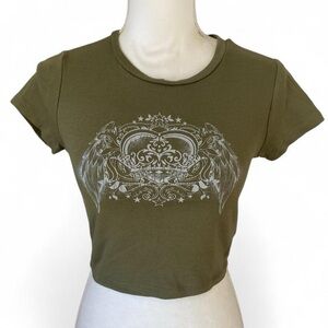 Garage Green Tattoo Crop Baby Tee